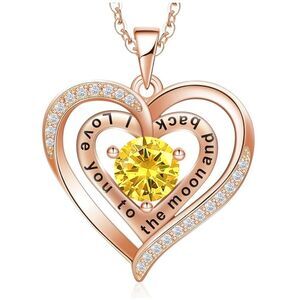 Romantic 14k Rose Gold Heart Necklace – “I Love You to the Moon and Back”
